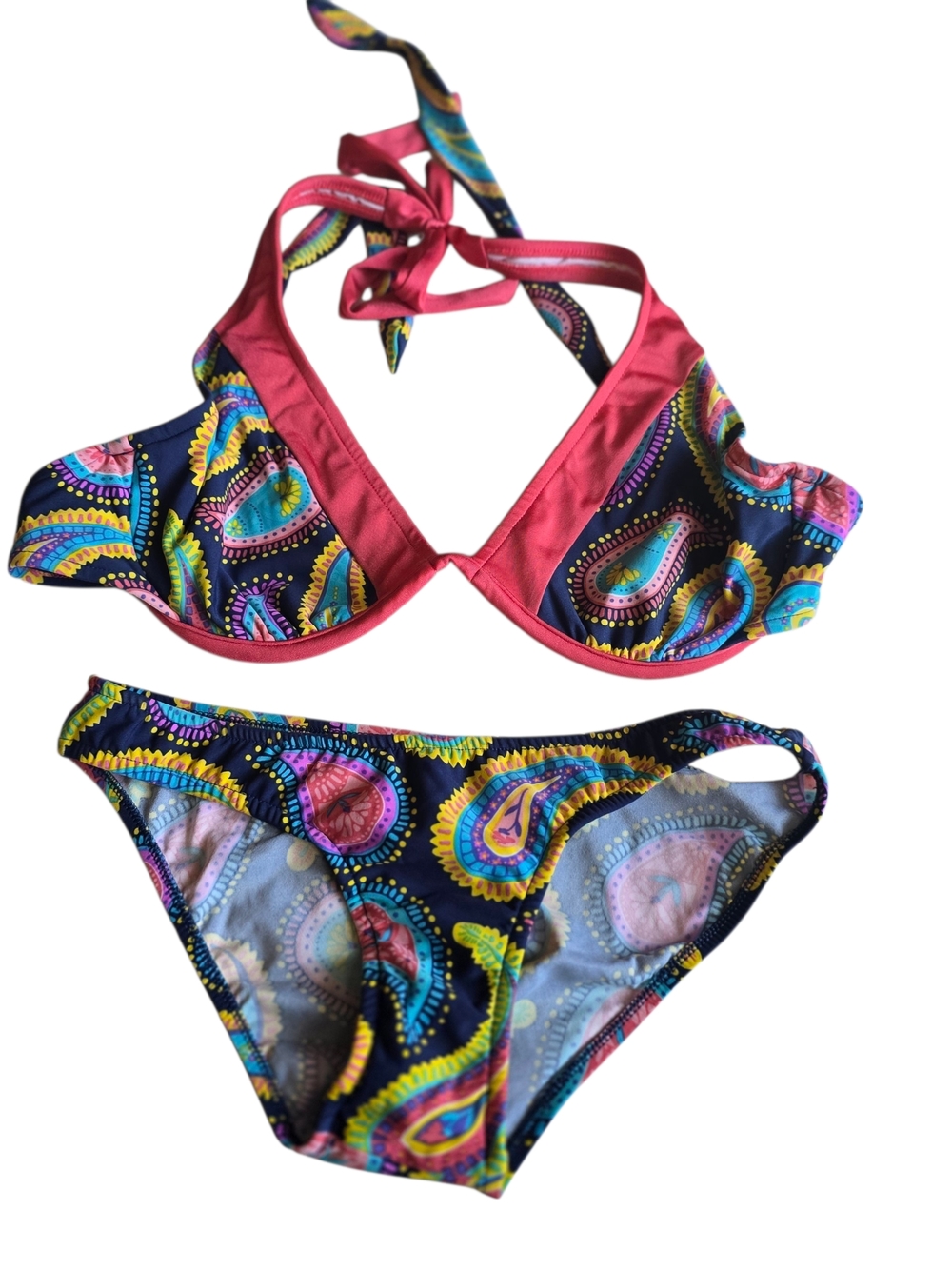 VENUS Multicolor Paisley Bikini with Pink Trim